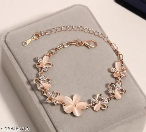 Beautiful Rose Gold Plated Shiny Crystal Charm Bracelet