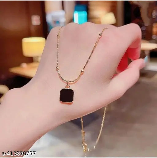 Unveil Timeless Elegance with the Gold Plated Black Onyx Necklace! ✨