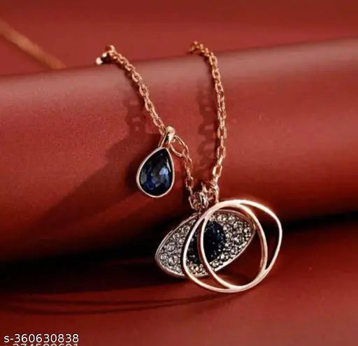 Protect Your Style with the Gold Plated Chain Stainless Steel Pendant Gold Blue Evil Eye Layered Necklace! ✨