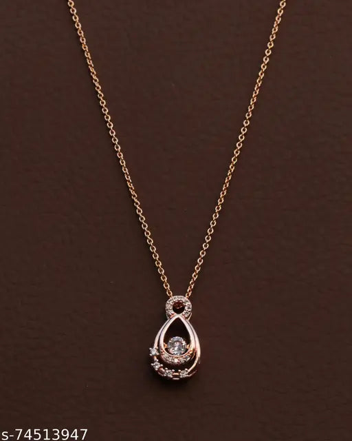 Touch of Luxury with the Rose Gold American Diamond Pendant & Chain! 7 ✨