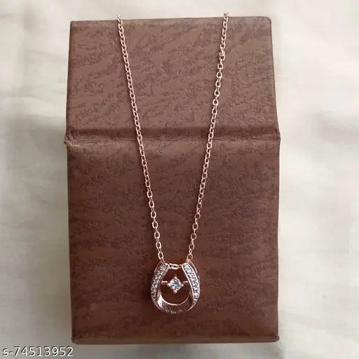 Touch of Luxury with the Rose Gold American Diamond Pendant & Chain! 9 ✨