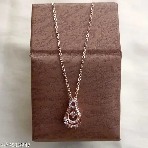 Touch of Luxury with the Rose Gold American Diamond Pendant & Chain! 7 ✨