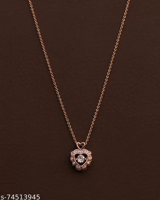 Touch of Luxury with the Rose Gold American Diamond Pendant & Chain! 6 ✨