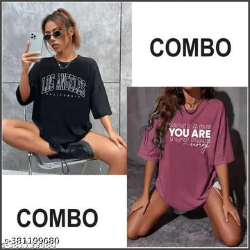 Casual Style with the Trendy Oversized Printed T-shirt Combo Pack of 2