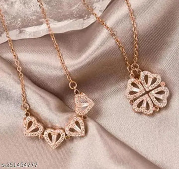 Radiate Elegance Simple Light Luxury Jewellery Magnetic Chain Diamond Love Four-Leaf Clover Necklace!