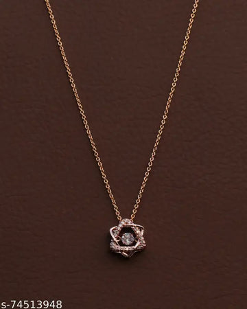 Add a Touch of Luxury with the Rose Gold American Diamond Pendant &amp; Chain! ✨