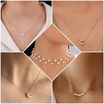 Shimmer in Style with the Beautiful Necklace Combo for Women &Girls! 1✨[Pack of 5]