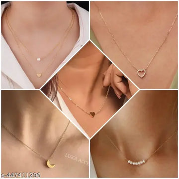 Shimmer in Style with the Beautiful Necklace Combo for Women &Girls!  2✨[Pack of 5]