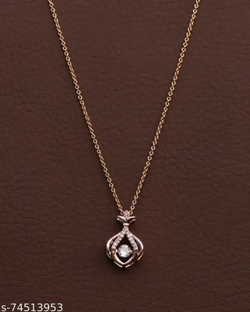 Add a Touch of Luxury with the Rose Gold American Diamond Pendant & Chain! ✨