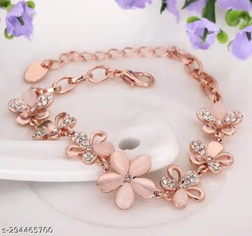 Beautiful Rose Gold Plated Shiny Crystal Charm Bracelet